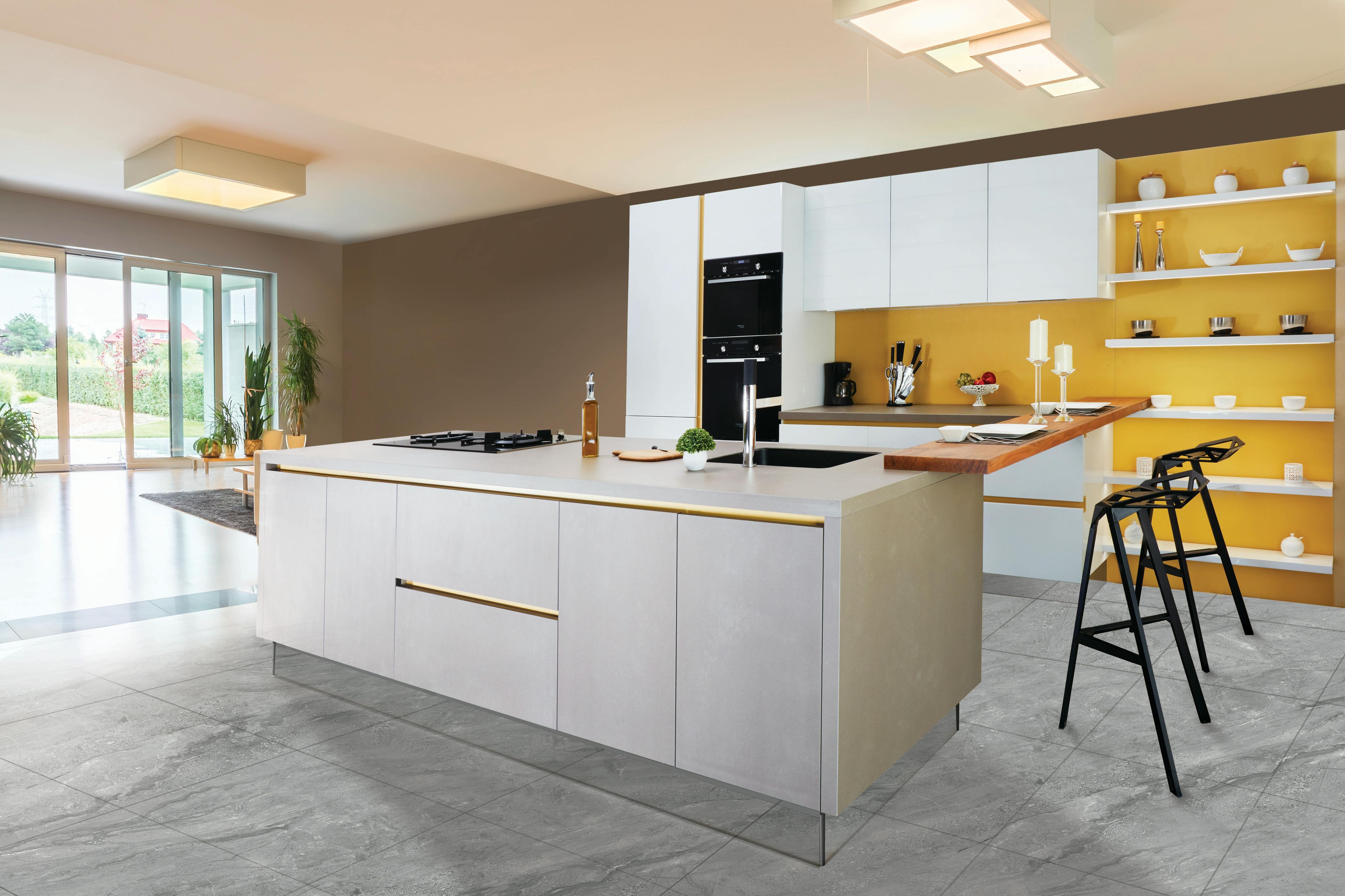 Bright beautiful kitchen island